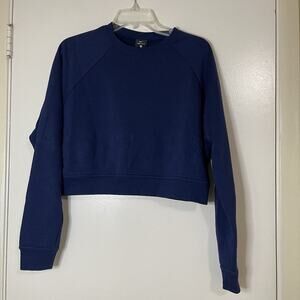 NIKE blue crew neck pullover cropped long sleeve sweatshirt size Small